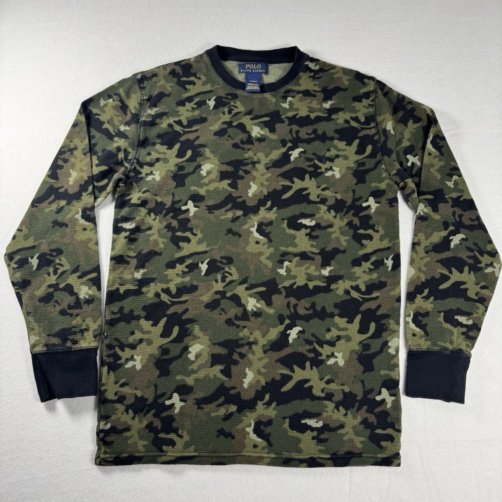 Polo Ralph Lauren Men’s S Green Camo Thermal Waffle Knit Shirt