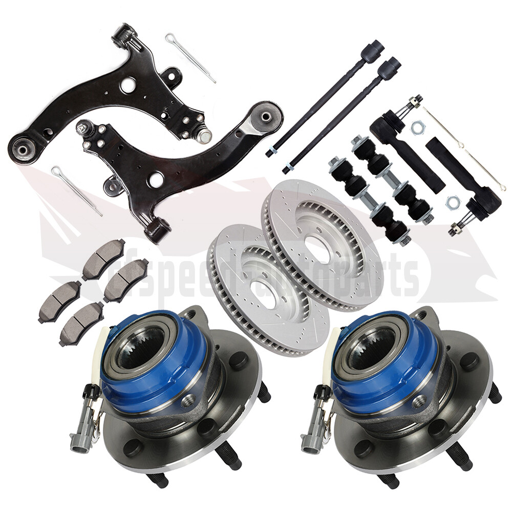 12PCS Front Wheel Hub Bearing & Brake Rotor Pad Kit for 2000-2005 Chevy Impala Monte Carlo