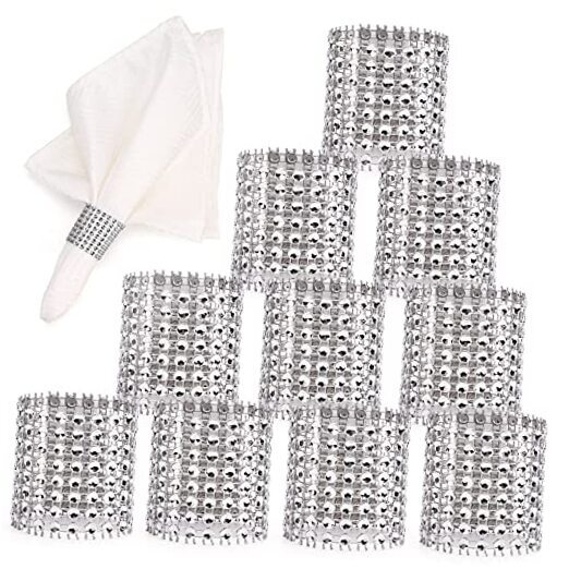 Mirilor 150pcs Napkin Rings, Bling Napkin Rings Buckles for Table A1-silver-150