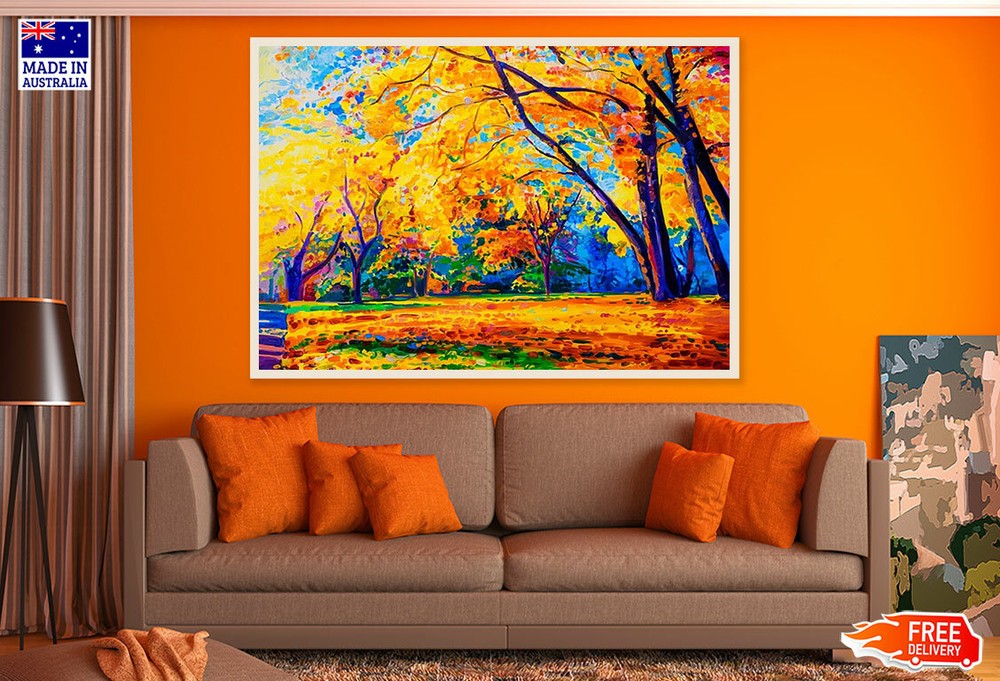 (Laminated) Colorful Forest Oil Painting 91x61cm