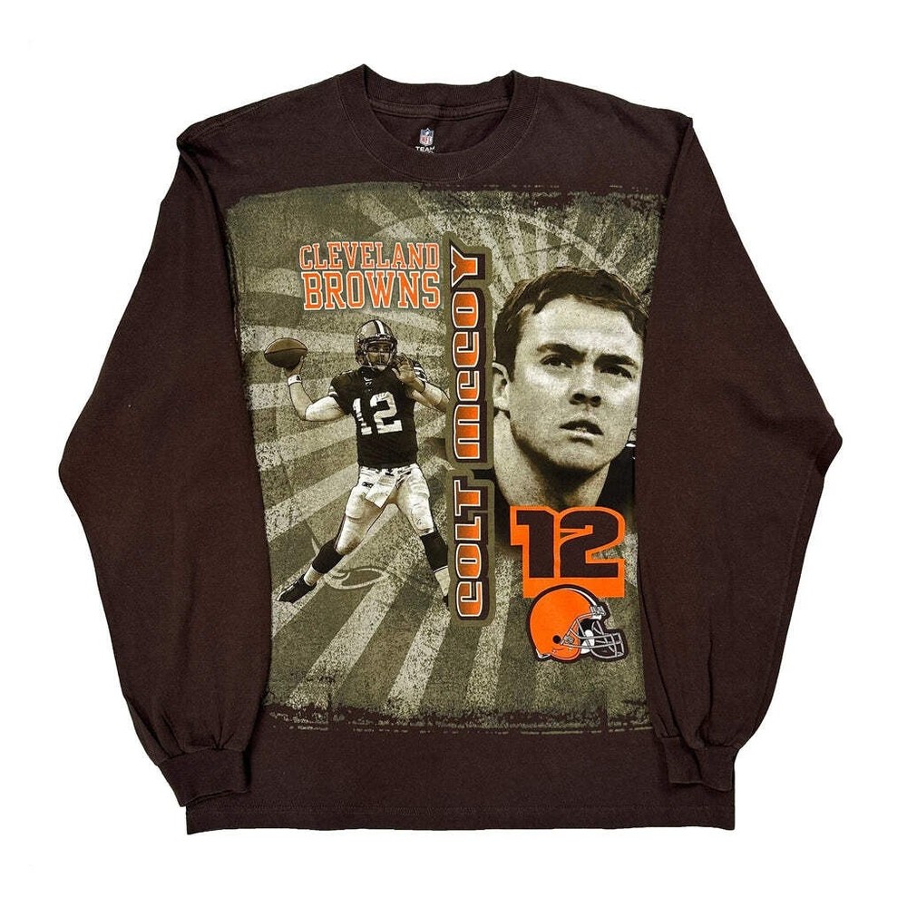 Cleveland Browns Nfl Football Long Sleeve T-Shirt - Large Brown Cotton