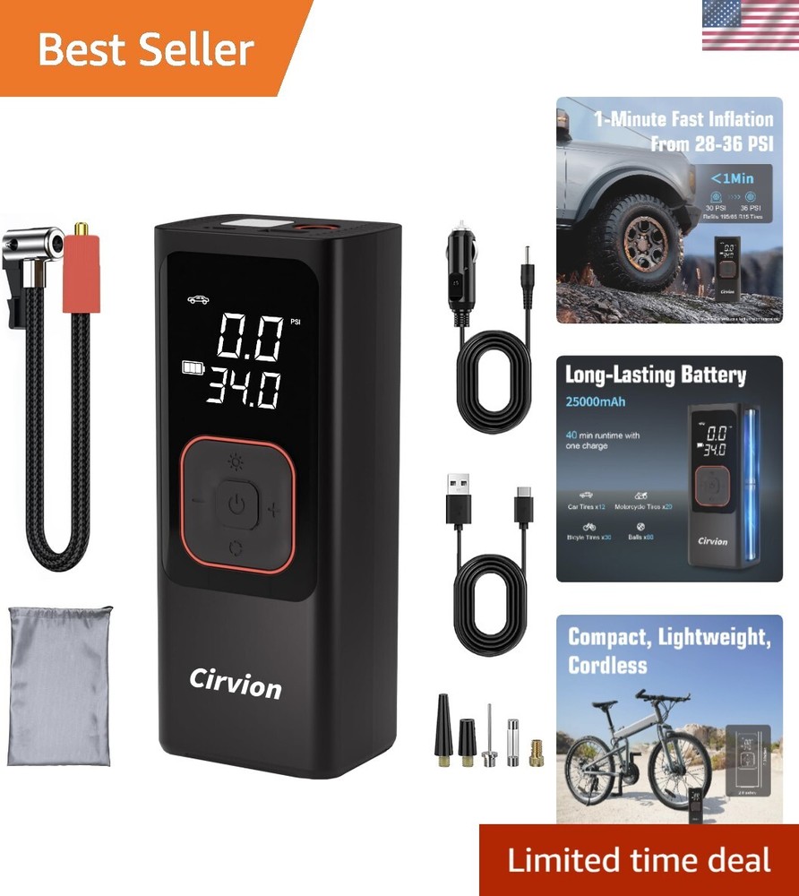 25000mAh 150PSI Portable Cordless Air Pump for Car Tires