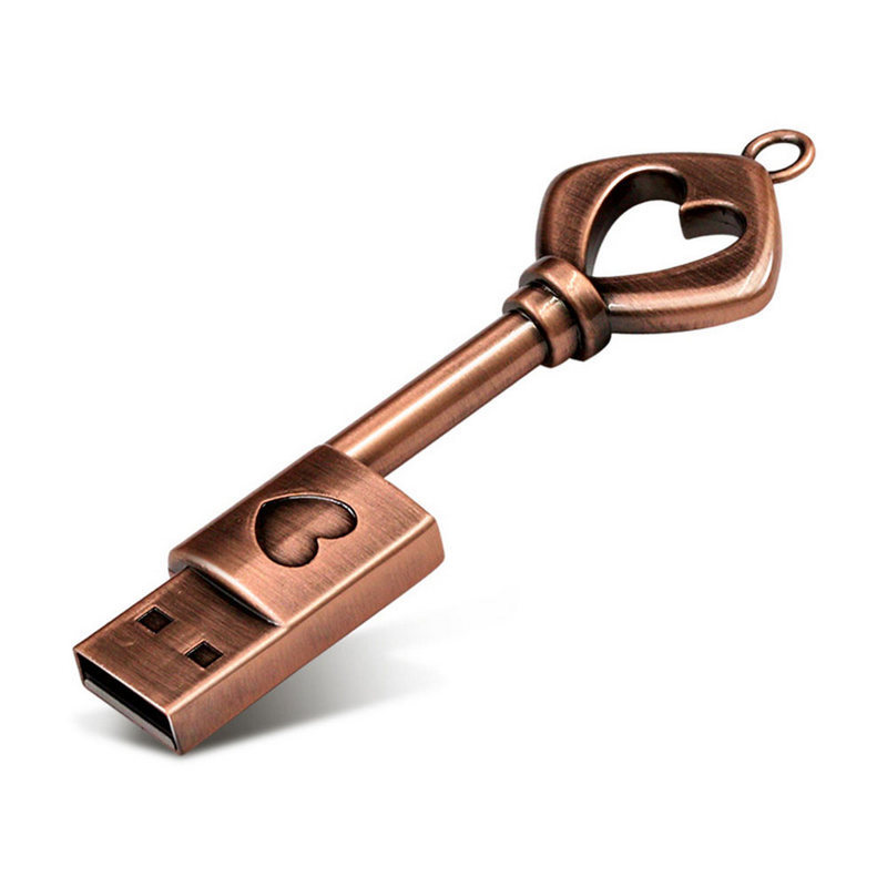 Metal Love Heart Key Pen U Disk USB 2.0 Flash Drive 2GB -512GB Memory PenDrive