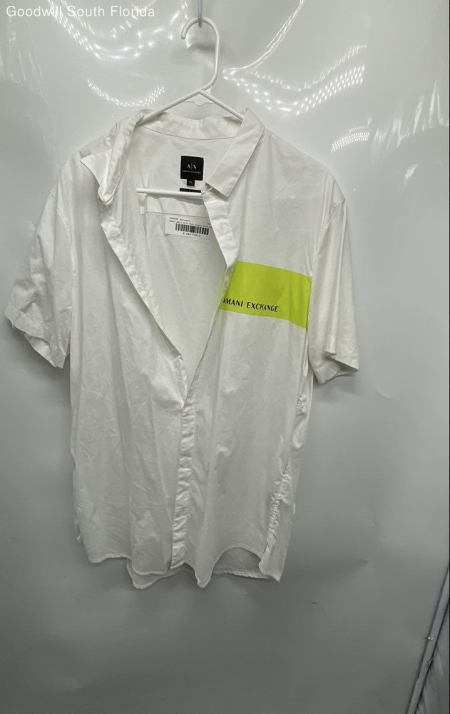 Armani Exchange Mens White Short Sleeve Slim Fit Button-Up Shirt Size XXL