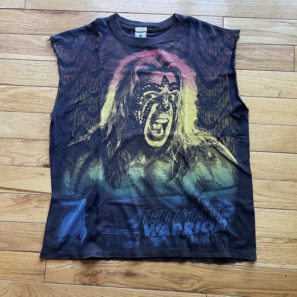 Vintage 90s Ultimate Warrior WWF AOP T Shirt Mens XL Single Stitch WWE Wrestling