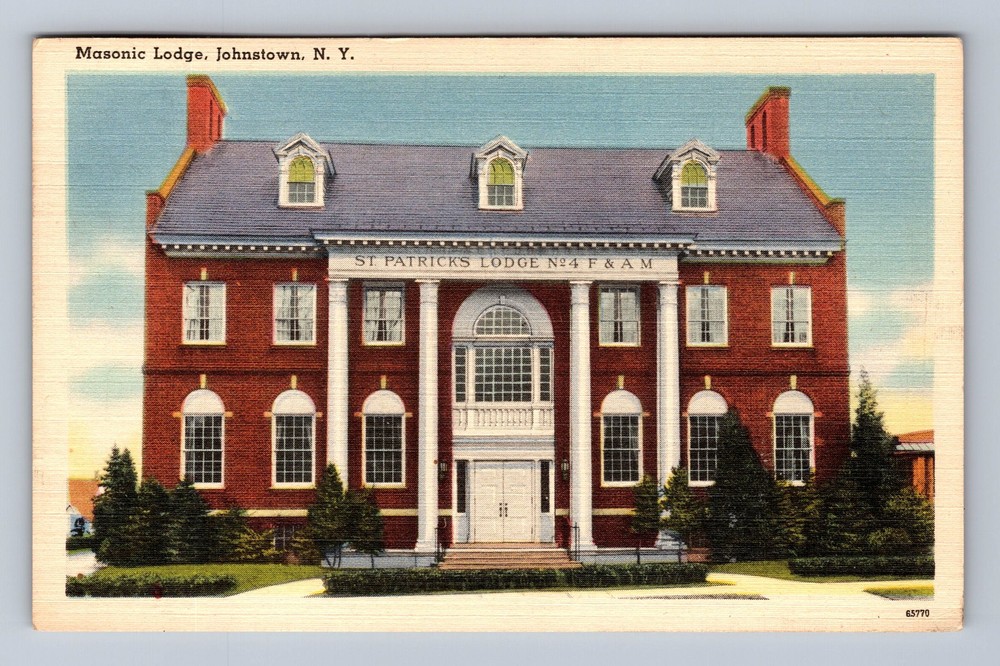 Johnstown NY-New York Masonic Lodge Vintage c1953 Postcard