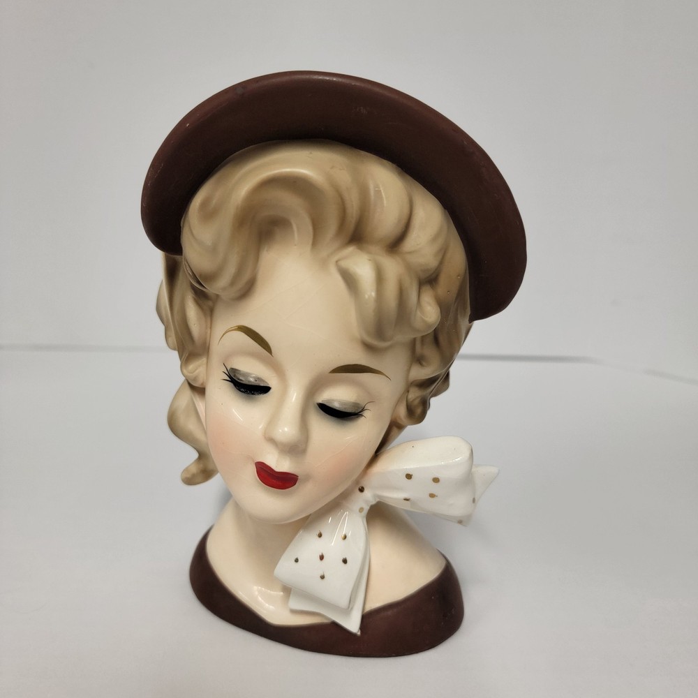 Vintage JAPAN 4258 Lady Headvase  - 7