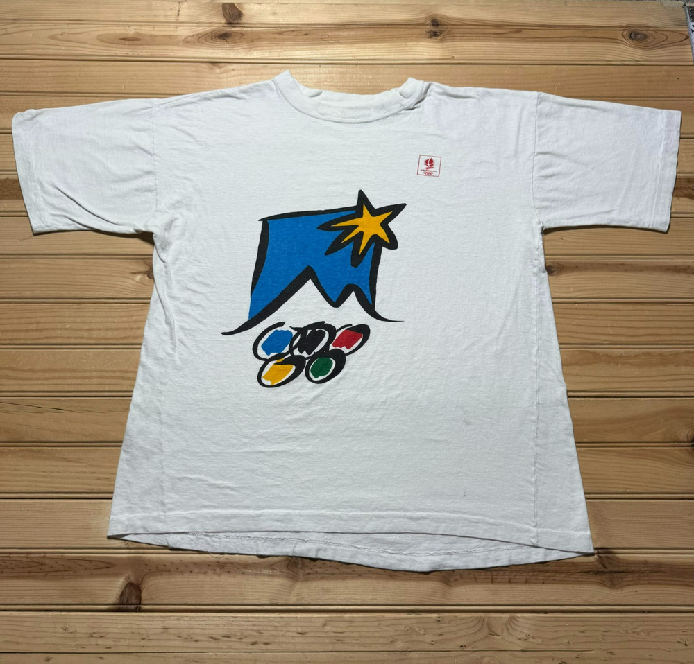 Vintage 1992 Albertville Winter Olympics France Single Stitch Shirt - Size Large