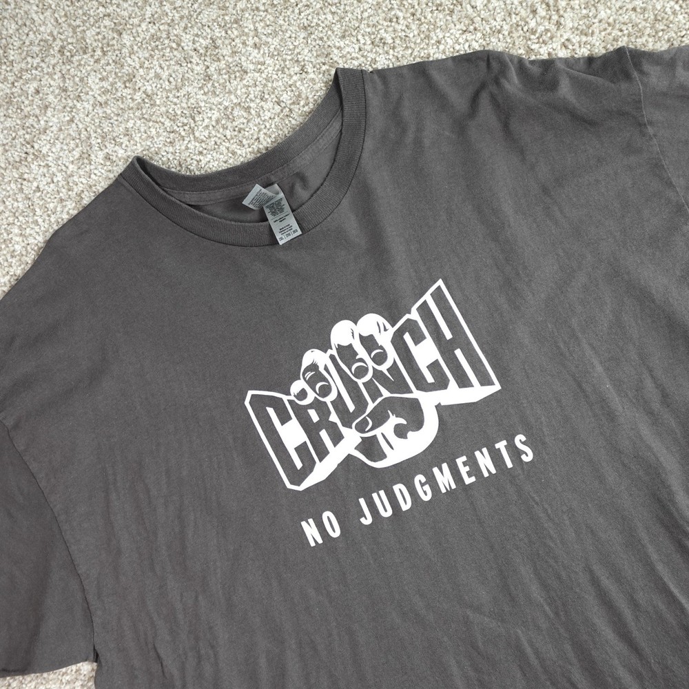 Gildan Crunch Fitness No Judgments Graphic T-Shirt Gray Mens 2XL XXL Gym Tee