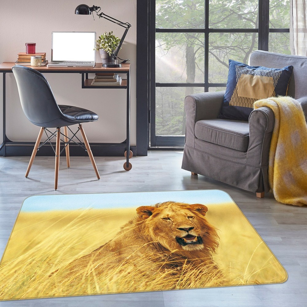 3D Yellow Steppe Lion O754 Animal Non Slip Rug Mat Elegant Photo Carpet Fay