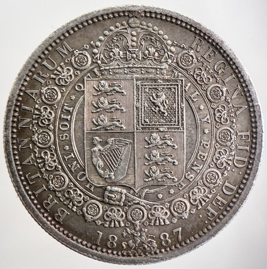 1887 Victoria Half-Crown Silver Coin | Very High Grade | a3039