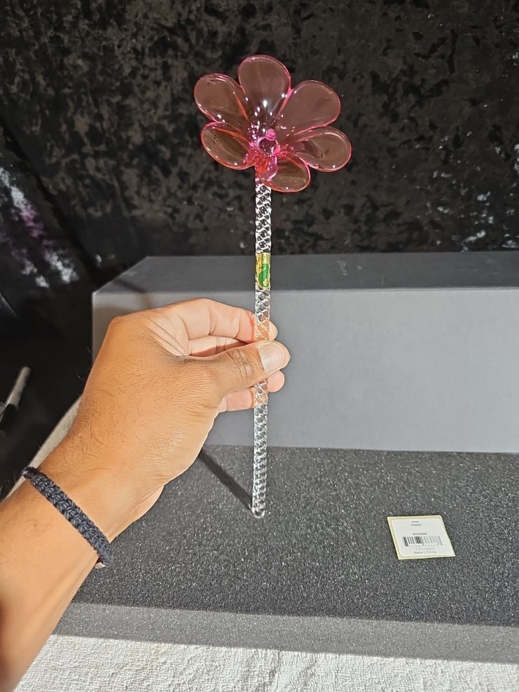 Waterford Crystal Fleurology 11 Inch Pink Pansy Flower in Gift Box 40030400