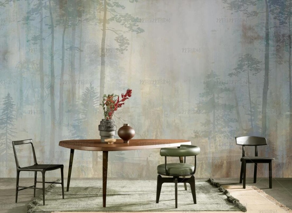 3D Abstract Forest Self-adhesive Removeable Wallpaper Wall Mural 90-image