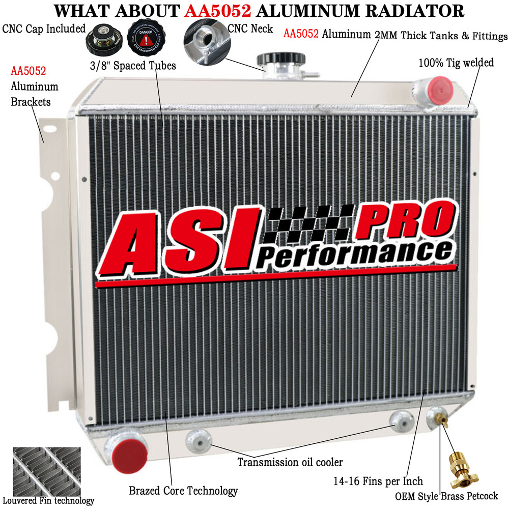 4 Row Aluminum Radiator for 1968-1974 Dodge Plymouth Mopar Cars Big Block V8 AT