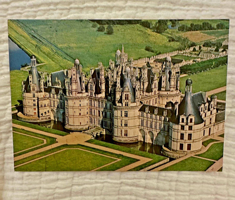 Vintage Aerial View Postcard of Château de Chambord, Loire Valley France