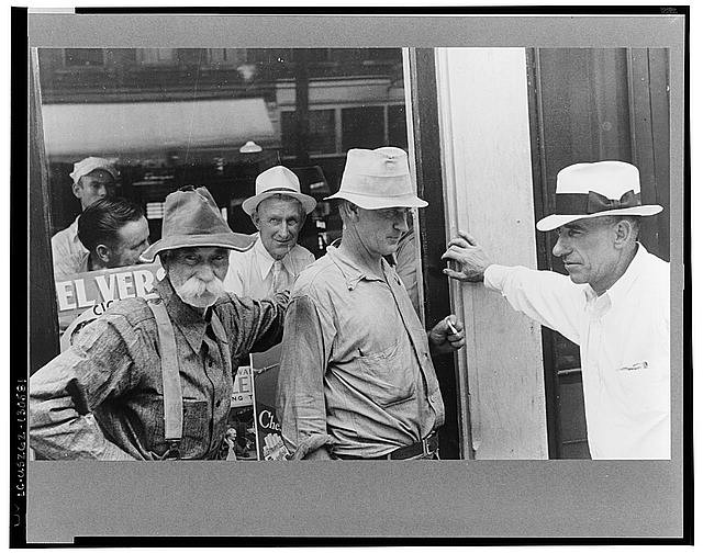 Photo:Marysville Ohio 1938 Street Scene Men in Hats Storefront