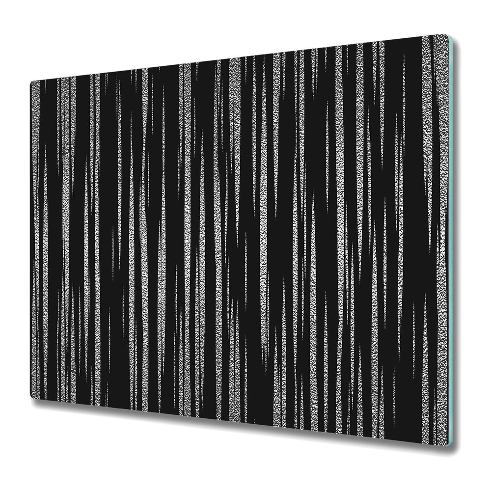 Glass Induction Ceramic Hob Cover Abstract metallic black and grey design 60x52