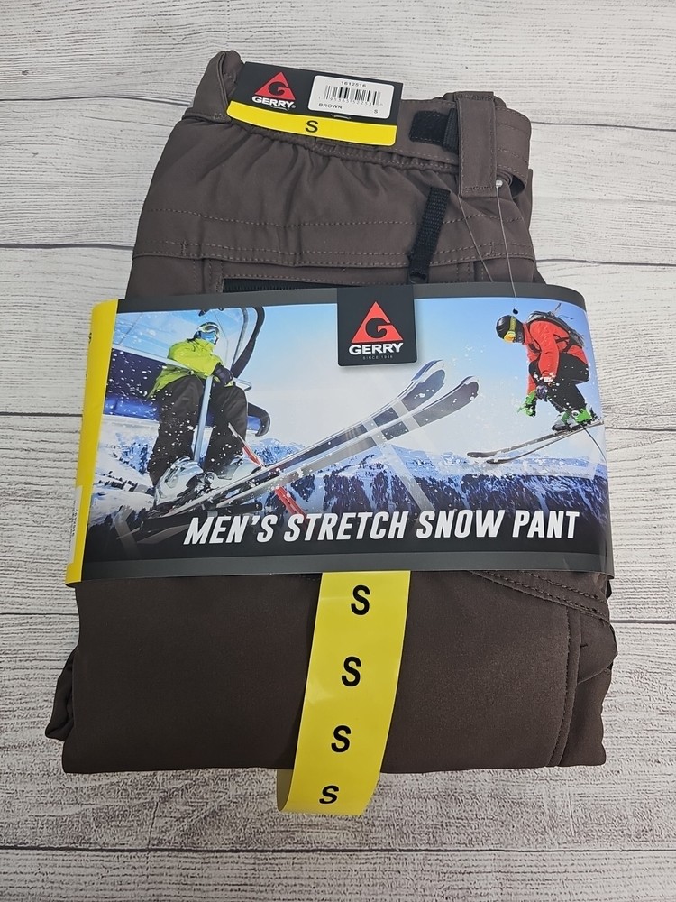 GERRY Snow Snowboard Ski Pants  Fleece Lined 4-way Stretch Brown Mens Size Small