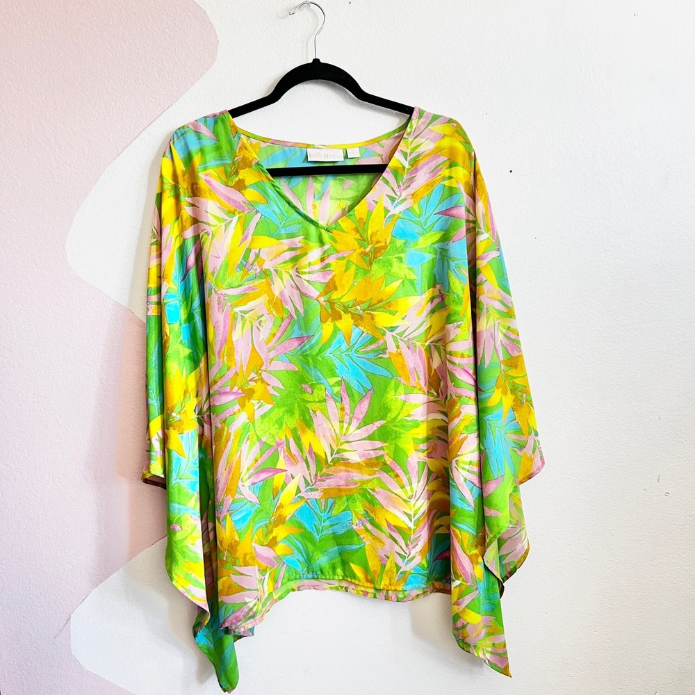 Belle by Kim Gravel Kimono Top Tropical Boho Vacation Beach Colorful Costal XL