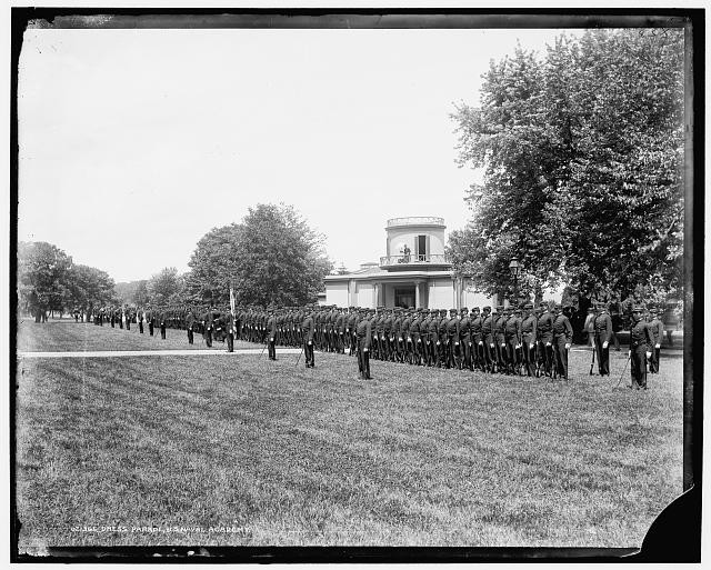 Dress parade,Commandant,US Naval Academy,university,education,Annapolis,MD,1890