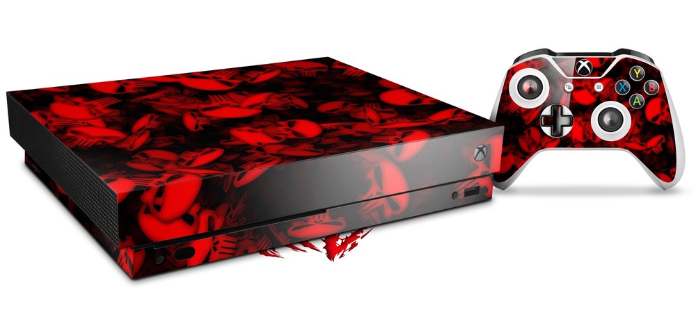 Skin Set for XBOX One X Skulls Confetti Red