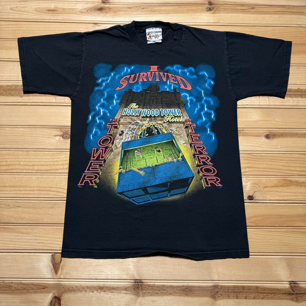 Vintage 90s Walt Disney World Tower of Terror Hollywood Tower Hotel Shirt Small