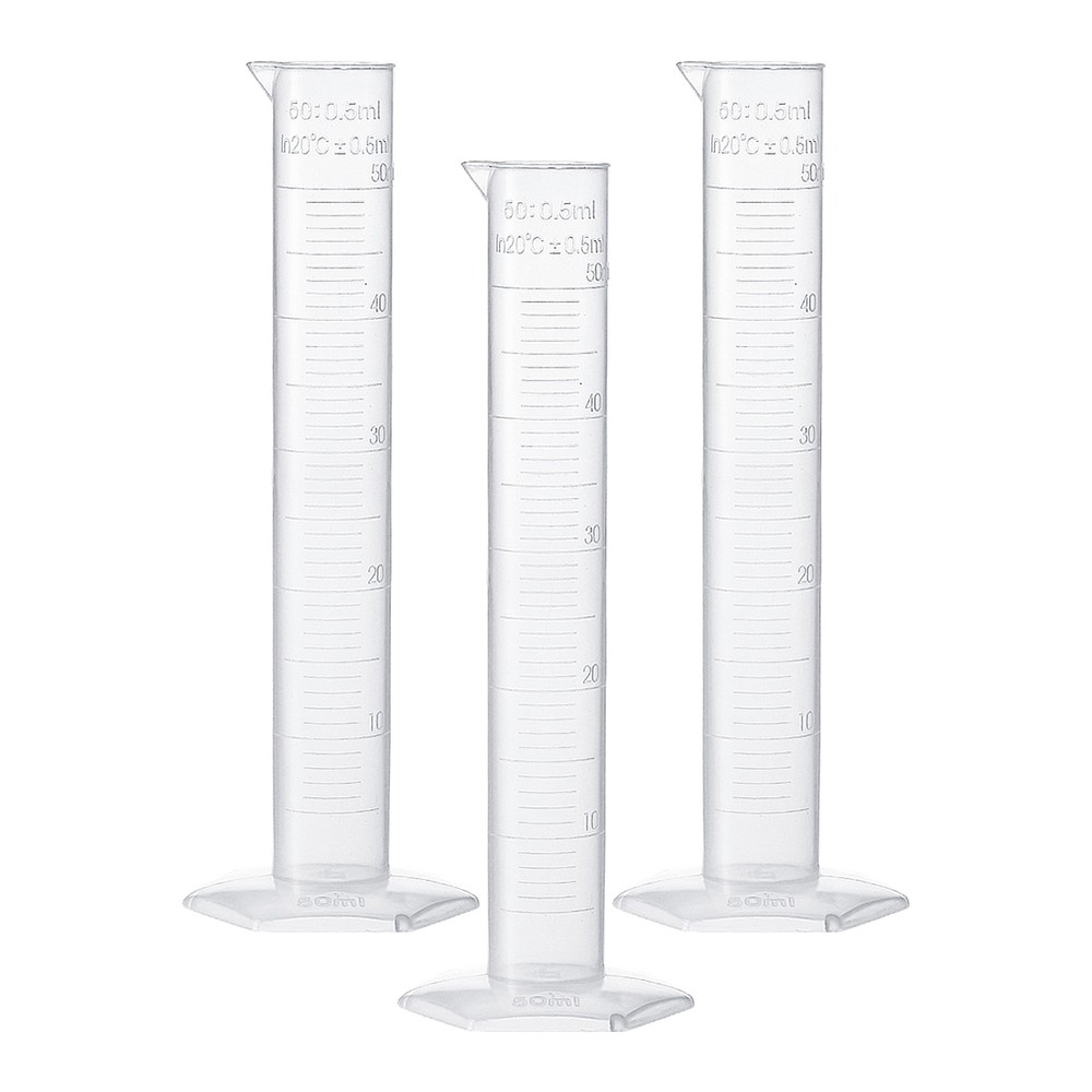 3 Pcs Measuring Graduated Cylinders,for Chemical Measuring(Clear White, 50ml)