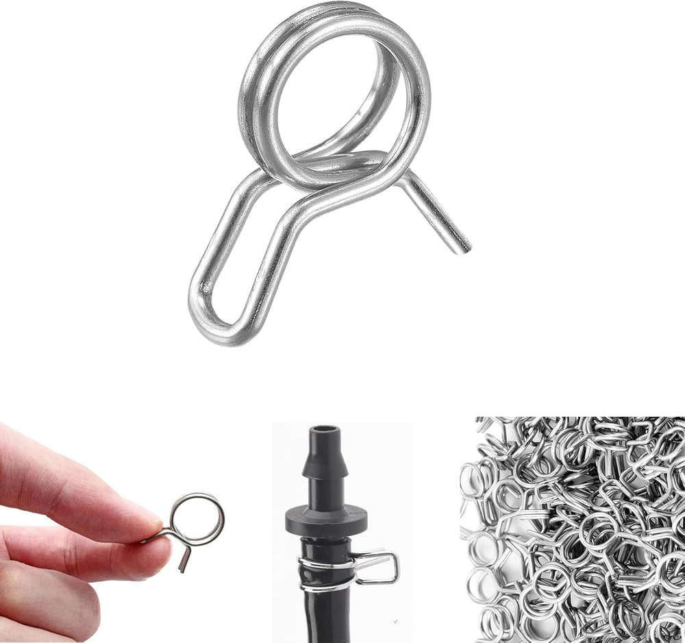 1/4 Inch Double Line Irrigation Hose Clamp 100 Pack Drip Tube Spring Clamp