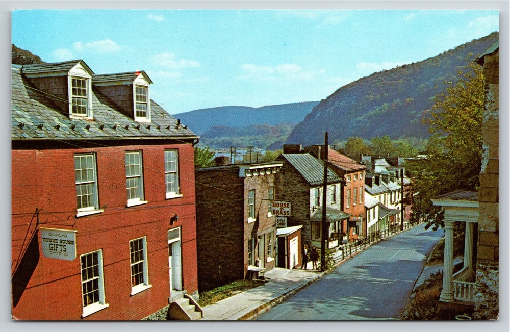 Harper's Ferry West Virginia~Air View High Street~Vintage Postcard