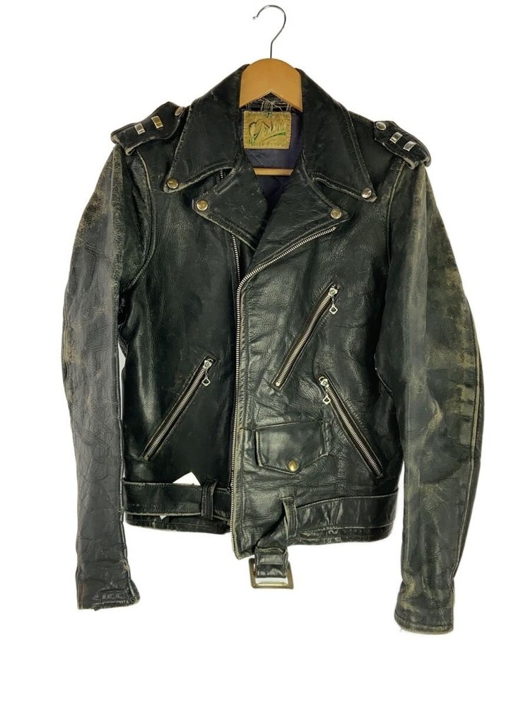 Grais/Double Riders Jacket/-/Horse Leather/Blk/50S/Lining Torn/Rubbing Throughou