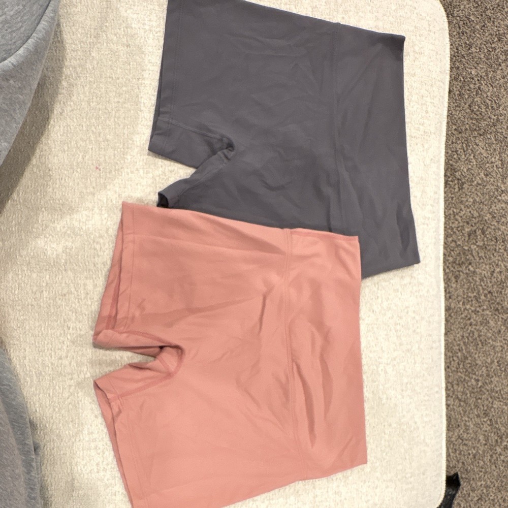 Women's Pink and Gray Biker Shorts Nylon Spandex Stretch Athletic Yoga M/6