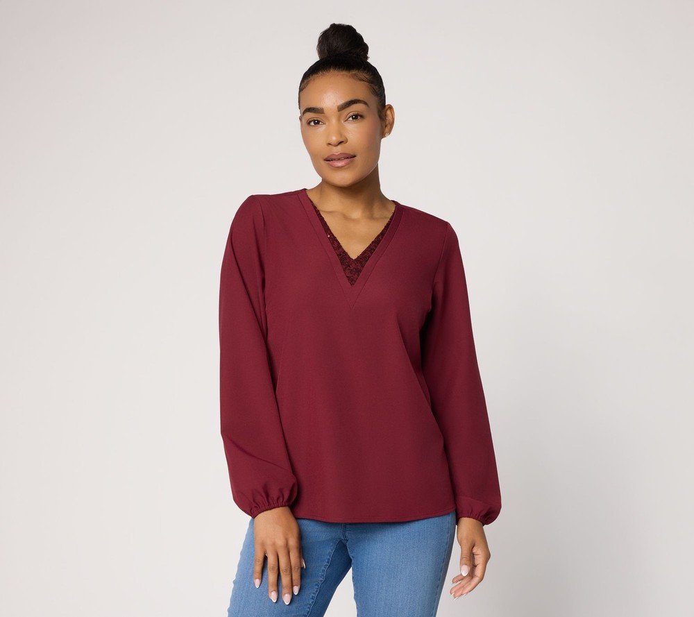 Belle by Kim Gravel Women's Top Sz M Make Your Selection: Jingle Red A730841