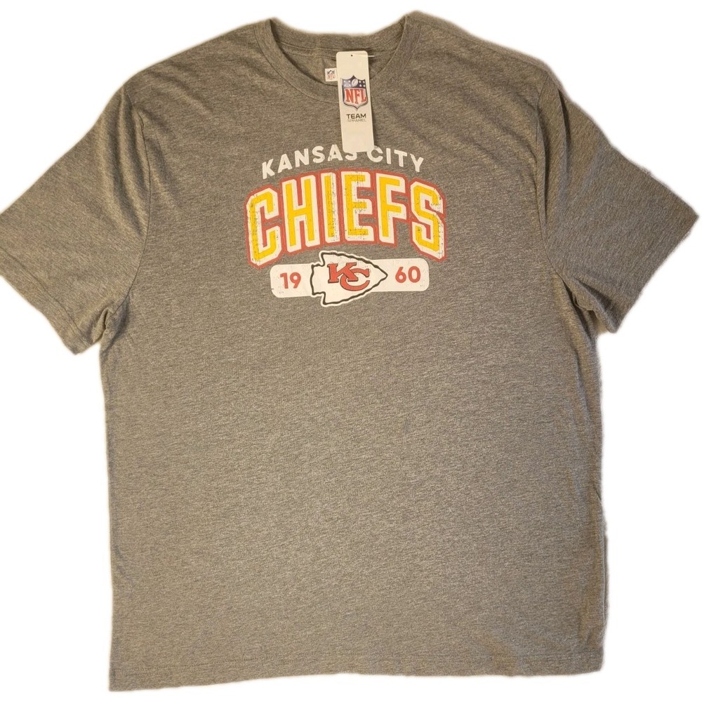 NFL Team Apparel Kansas City Chiefs T-Shirt Men’s XL Gray Graphic Tee NWT