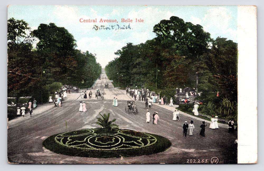 Belle Isle Central Avenue Park Crowd c1901 Detroit Michigan MI Vintage Postcard