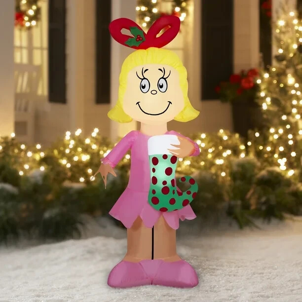Grinch & Cindy Lou Who 5ft Light-Up Airblown Inflatable Christmas Yard Decoration by Gemmy