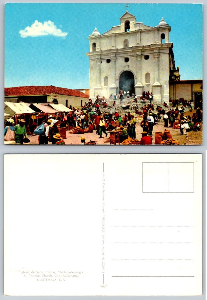 Chichicastenango Market St. Thomas Church Guatemala Vintage Postcard Chrome