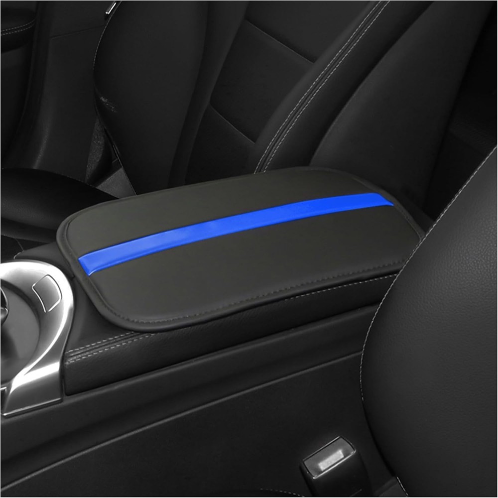 Universal Leather Car Center Console Cover with Striped Patchwork Design, Protec