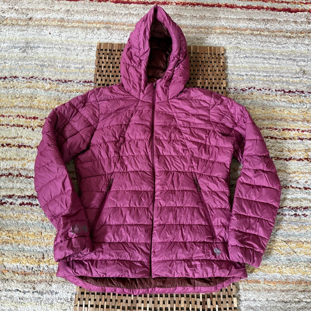 Mountain Hardwear Goose Down Full Zip Puffer Jacket Hoodie Purple Women's XL