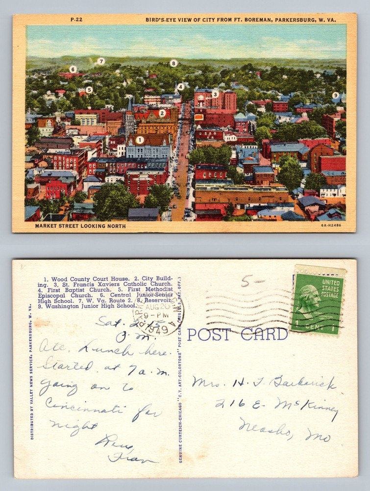 Parkersburg, WV-West Virginia, City View from Ft. Boreman Vintage Postcard