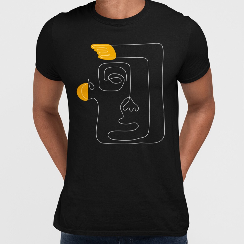 Abstract Art Face T-Shirt Minimalist Line Drawing Portrait Top-image