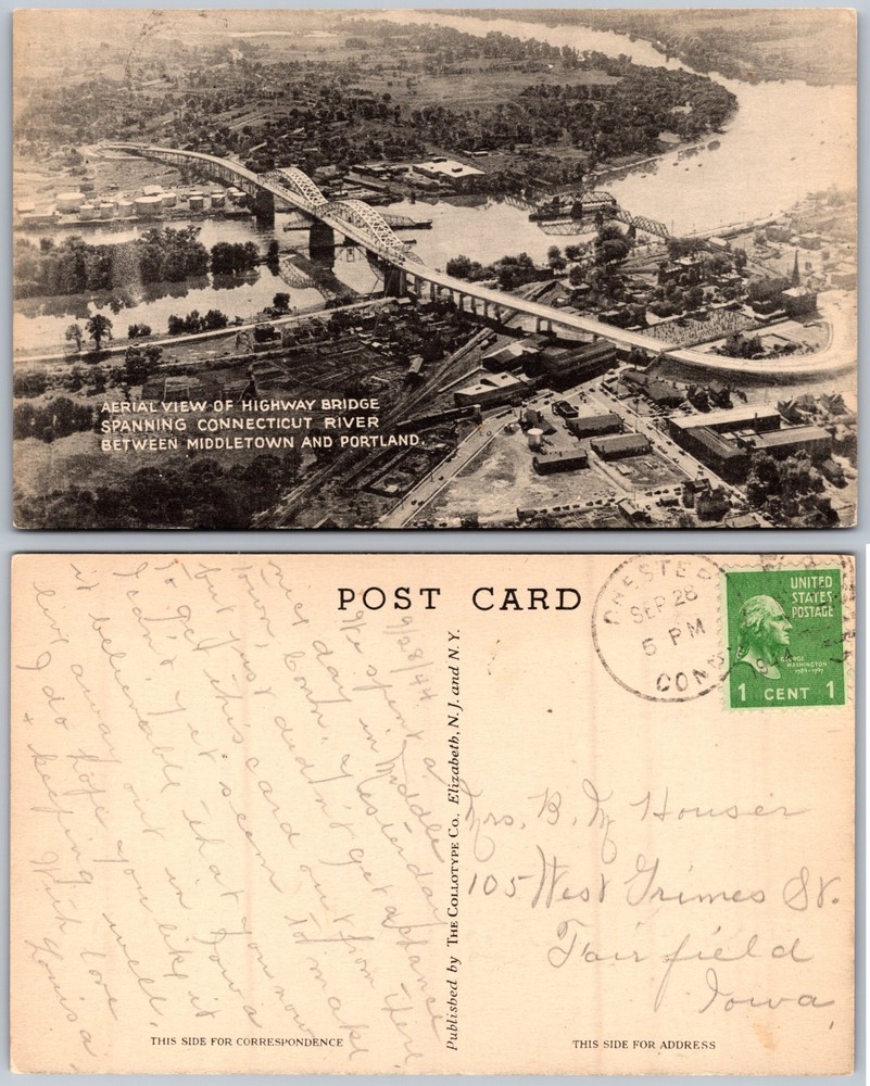 Connecticut River Highway Bridge Aerial Postcard