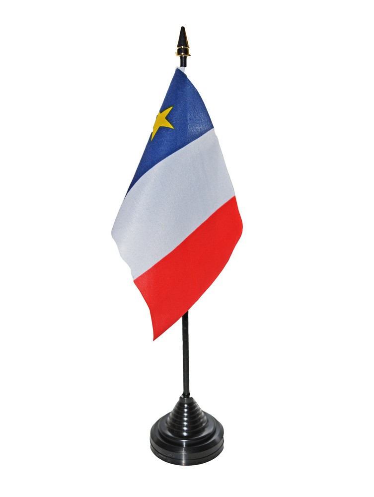 ACADIA French Canadian Canada Desktop Flag 6x4 Inches with 10 Inch Pole-image