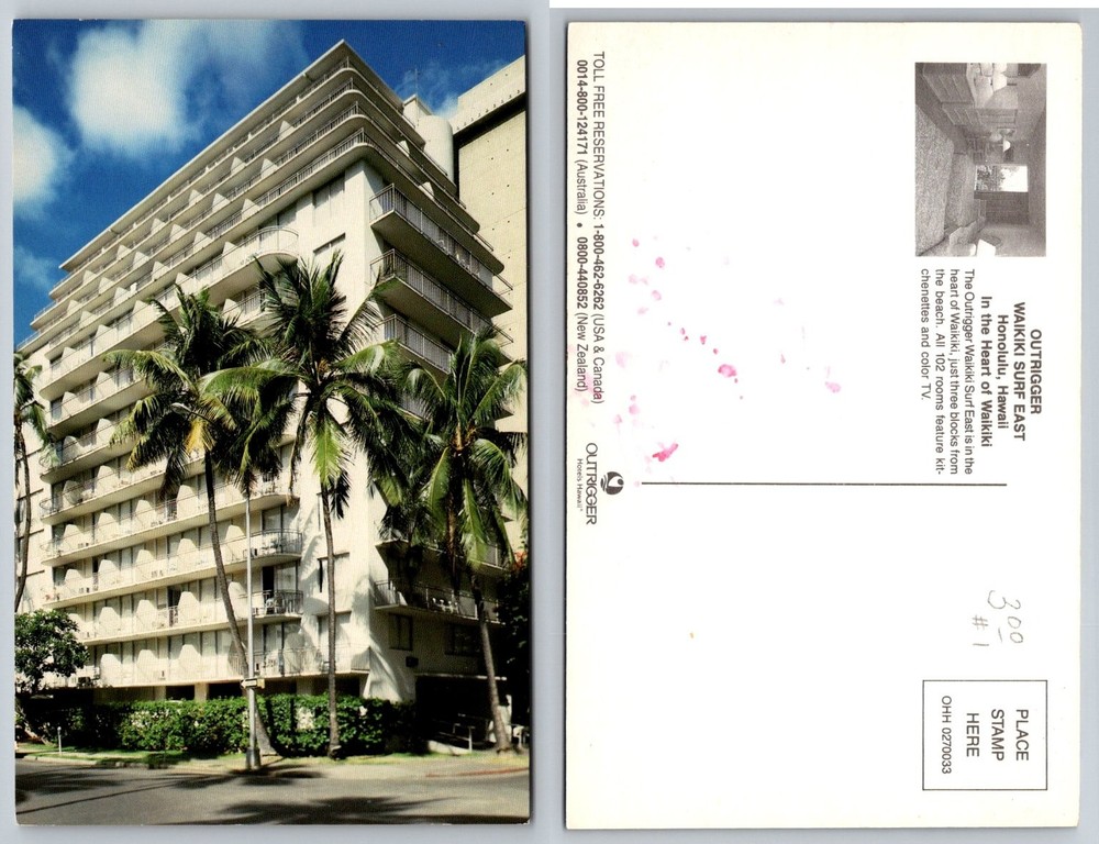 Outrigger Waikiki Surf East Honolulu Hawaii Vintage Postcard Hotel Resort