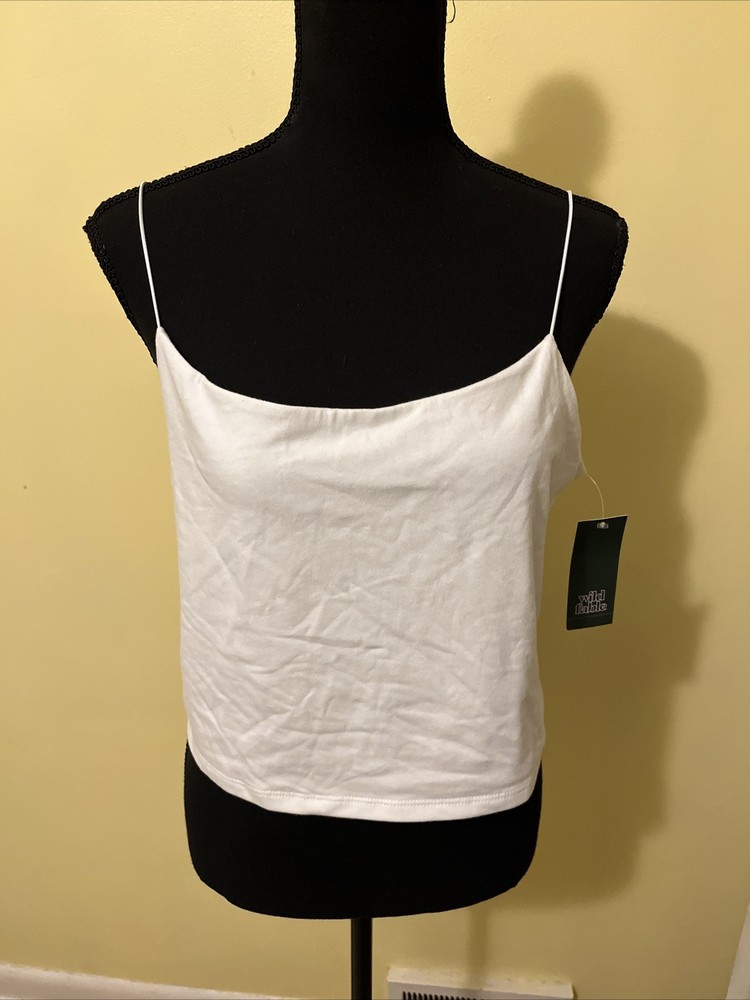 Wild Fable White Cropped Tank Top Size XXL NWT Spaghetti Straps