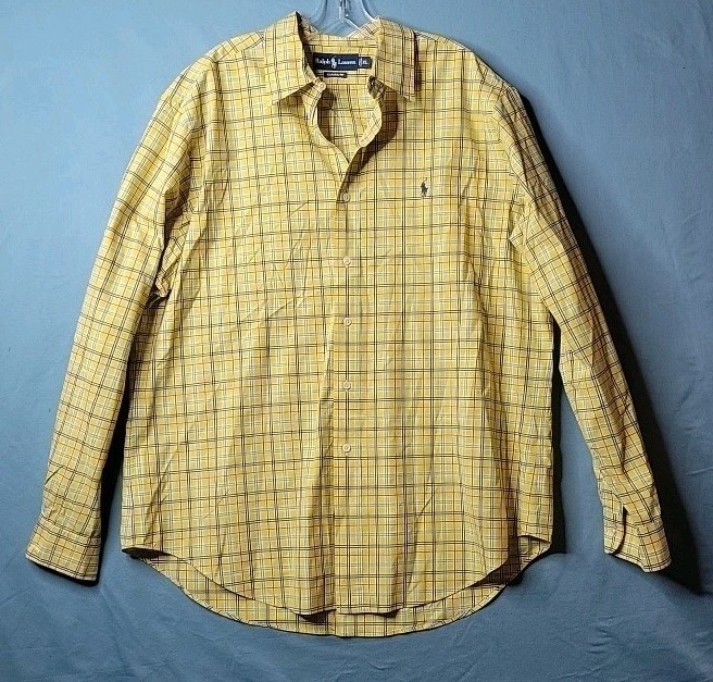 Ralph Lauren Shirt Mens XL Plaid Check Long Sleeve Casual Button Up Pony