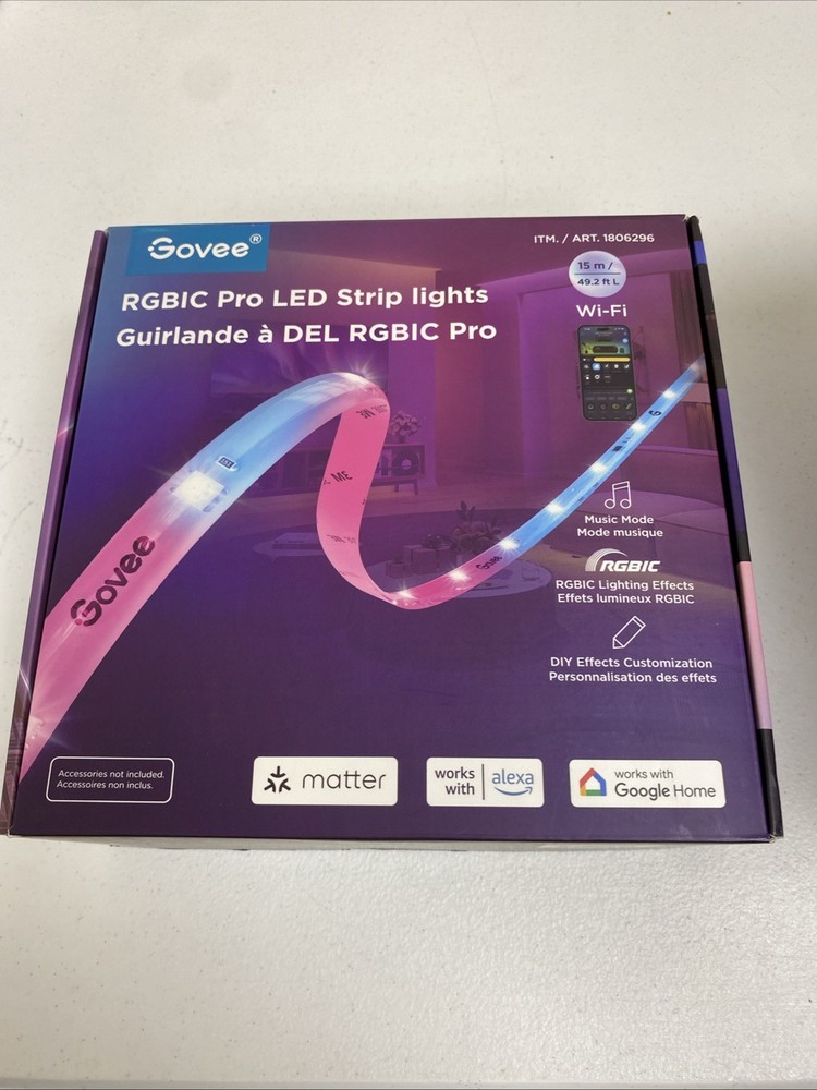 Govee 49.2ft RGBIC Pro Smart LED Strip Lights H619DAD3 Model 1806296
