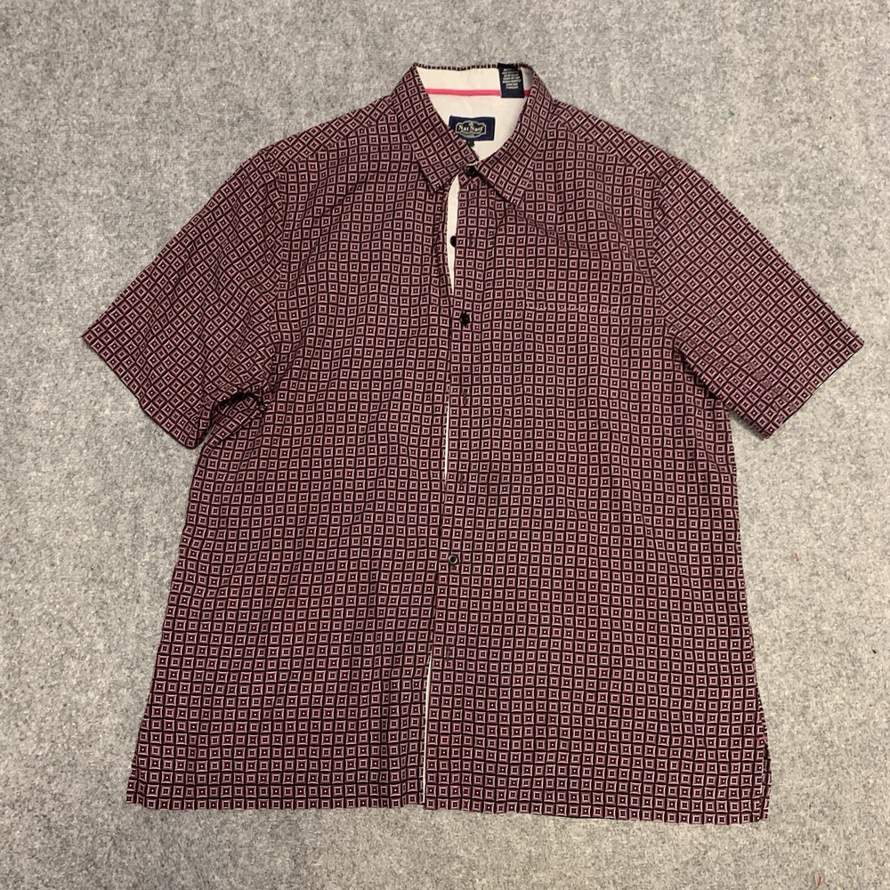 Nat Nast Button Down Shirt size Large 100% Silk Geometric Luxury Originals Camp