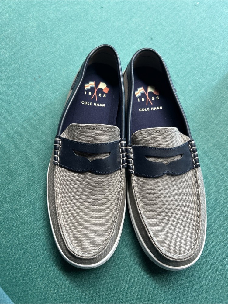 Cole haan men’s  boat shoes  grey and navy 9m