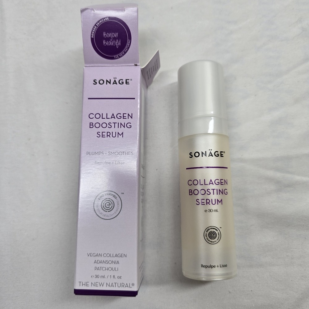 SONAGE Vegan Collagen Boosting Serum Plumps & Smooths Skin 30ml NEW