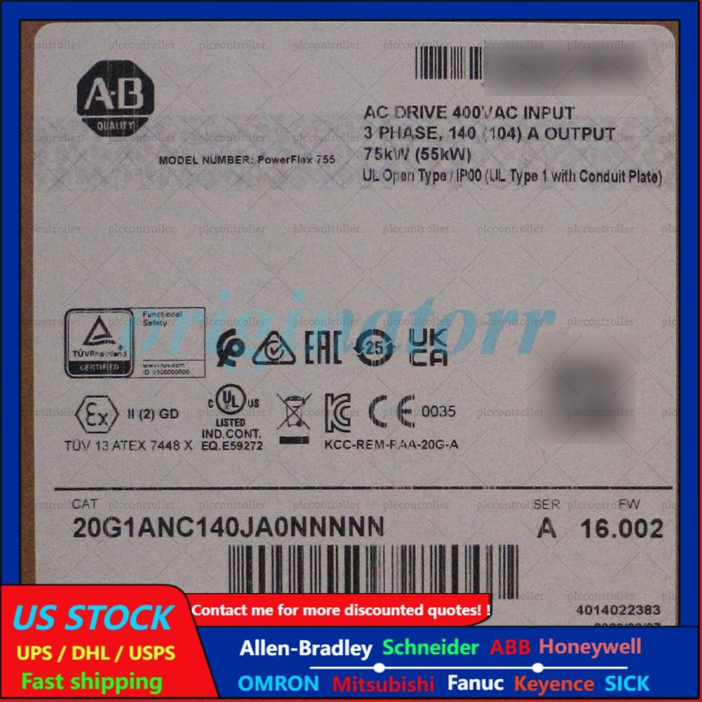 AB 20G1ANC140JA0NNNNN PowerFlex 755 AC Drive Air Cooled Factory Sealed New